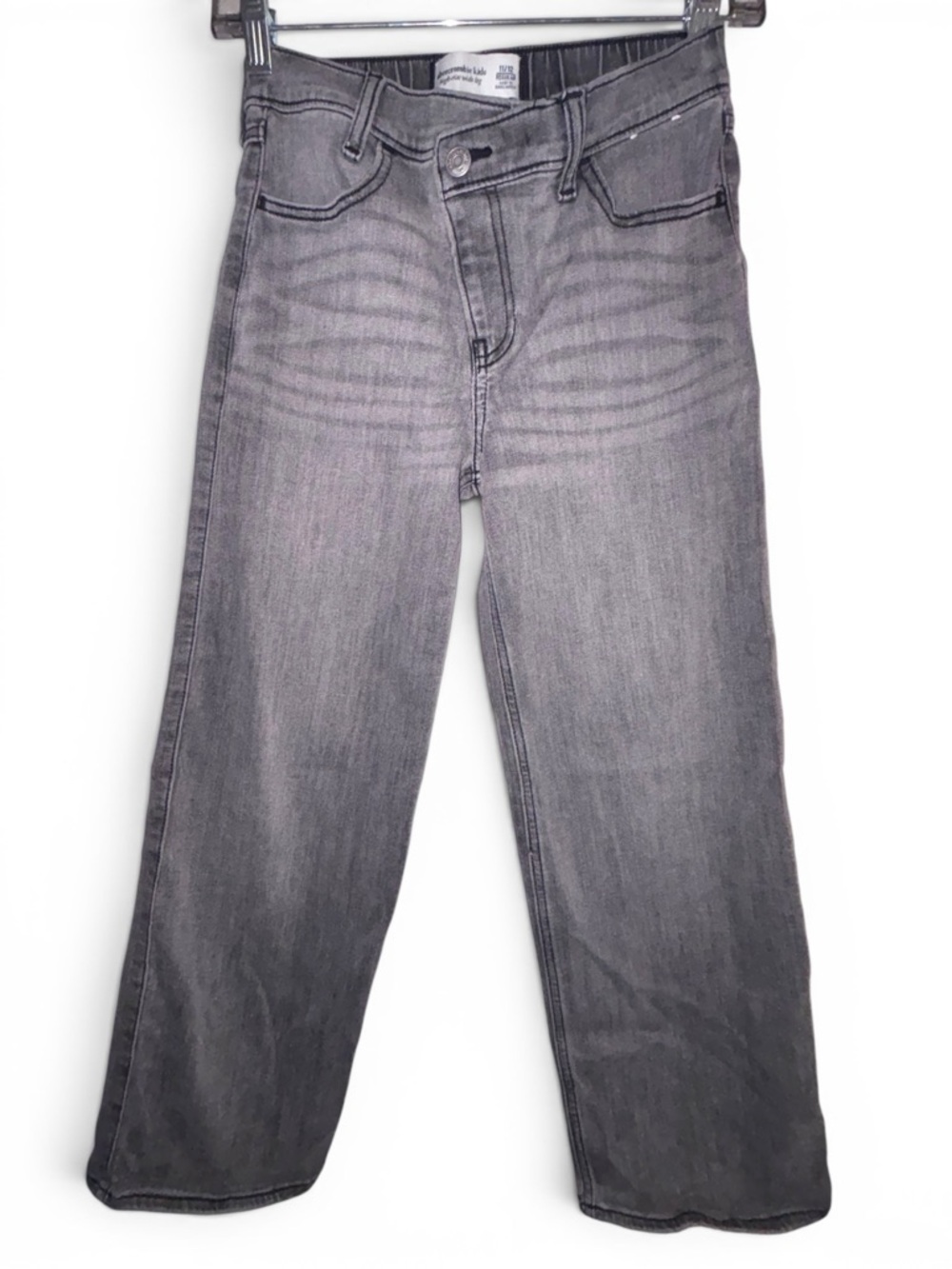 Abercrombie kids girls Grey high rise pull on wide-Leg Jeans 11/12 regular